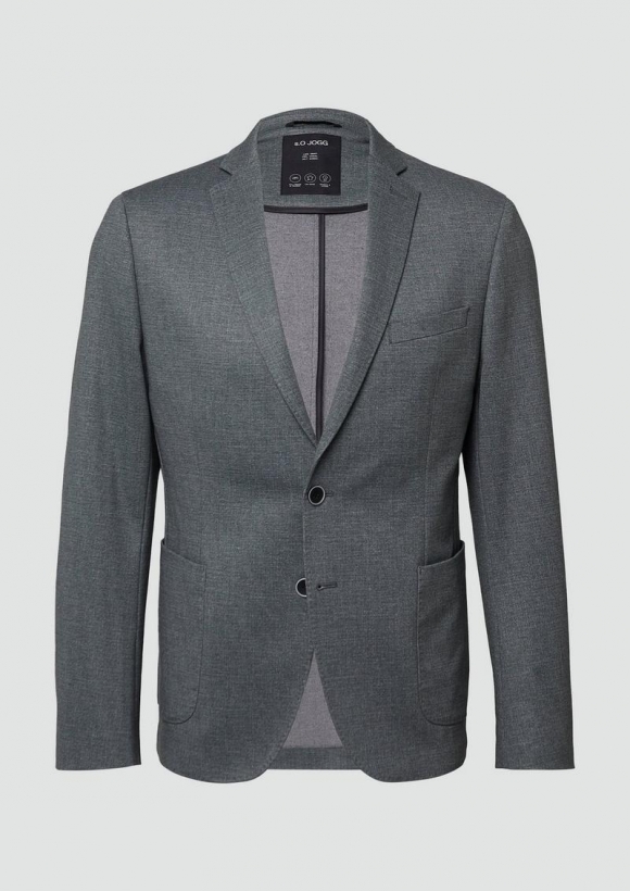 s.Oliver s.O JOGG: Anzug-Sakko im Slim Fit aus fein gemustertem Interlockjersey - grau