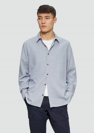 s.Oliver Regular Fit: Baumwollhemd mit Strukturmuster - hellblau