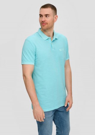 s.Oliver Poloshirt mit Piquêstruktur und Logo-Print - türkis