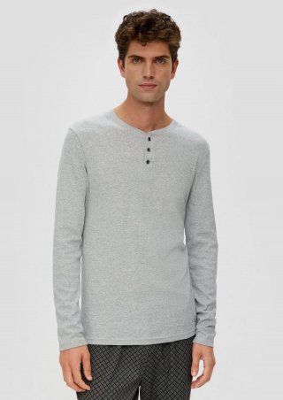 s.Oliver Pyjama-Shirt aus Baumwolle - grau meliert
