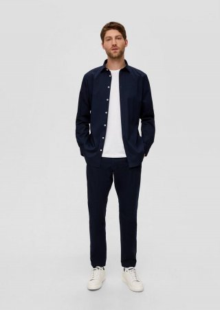 s.Oliver Regular: Hose Phoenix mit Dobby-Struktur - navy