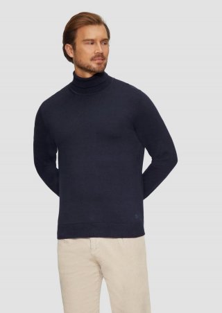 s.Oliver Rollkragenpullover aus Baumwolle - navy
