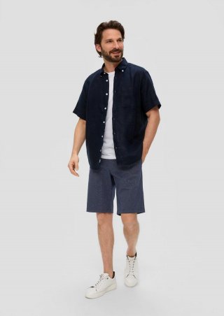 s.Oliver Bermuda aus Baumwollstretch mit Tunnelzug - navy