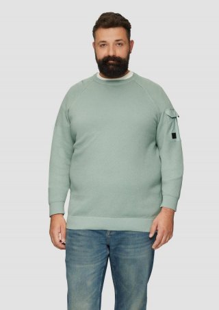s.Oliver Strickpullover mit Raglanärmeln und Strukturmix - salbeigrün