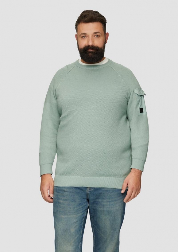 s.Oliver Strickpullover mit Raglanärmeln und Strukturmix - salbeigrün