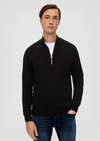 s.Oliver Feinstrickpullover aus Baumwolle - schwarz