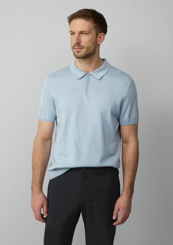s.Oliver Feinstrick-Poloshirt aus Baumwoll-Modalmix - hellblau