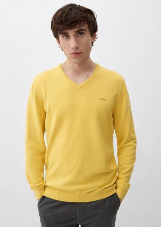 s.Oliver Strickpullover mit V-Ausschnitt - gelb