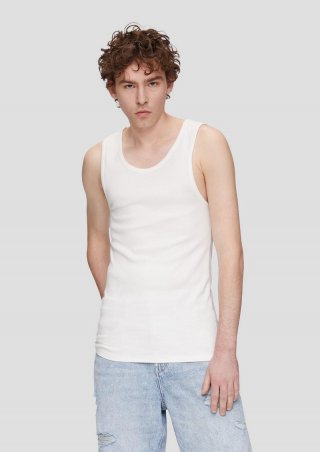 s.Oliver Tanktop mit Rippstruktur und Rippblende - weiß