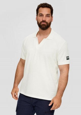 s.Oliver Poloshirt aus Baumwollstretch mit Applikation - weiß