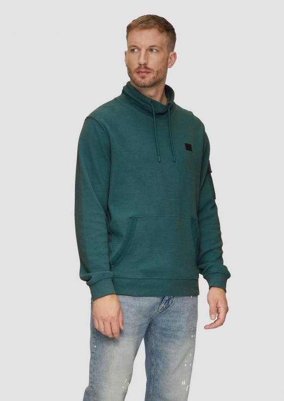 s.Oliver Sweatshirt mit Kängurutasche und Snood-Kragen - petrol