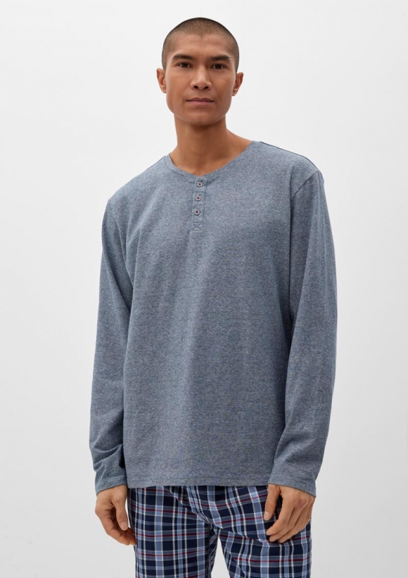 s.Oliver Meliertes Langarmshirt - ozeanblau