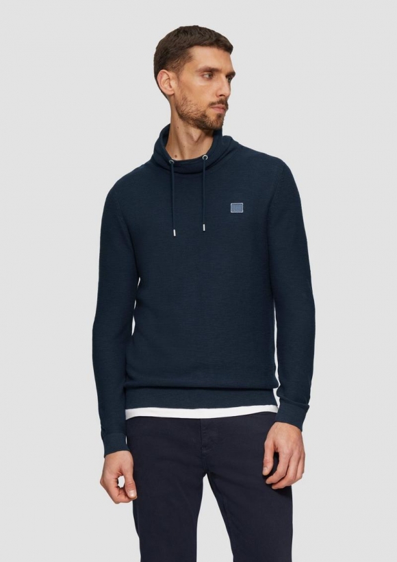 s.Oliver Strickpullover mit Schalkragen - navy