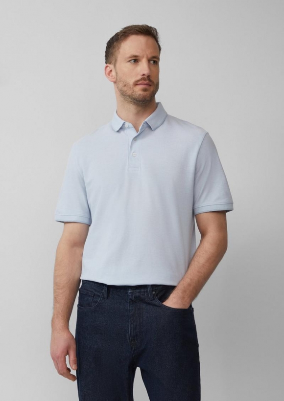 s.Oliver Poloshirt aus meliertem Baumwollpiqué - hellblau