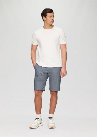 s.Oliver Chino-Shorts aus Baumwollstretch in melierter Optik - tiefblau