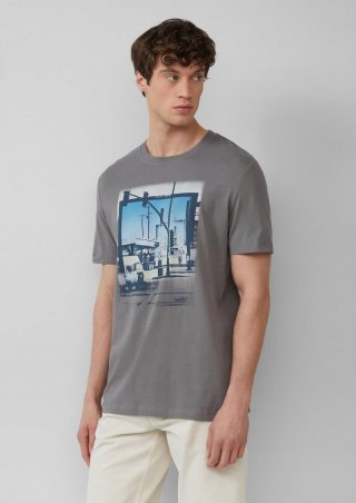 s.Oliver T-Shirt aus Baumwolle mit Fotoprint - grau meliert