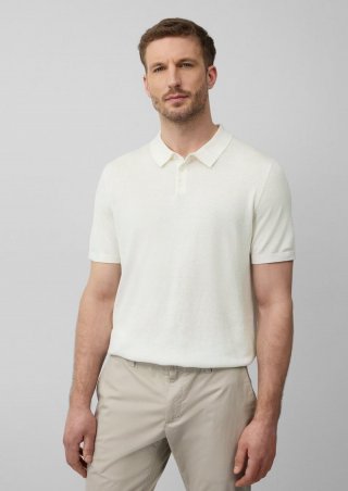 s.Oliver Weiches Strick-Poloshirt aus Baumwoll-Seidenmix - weiß