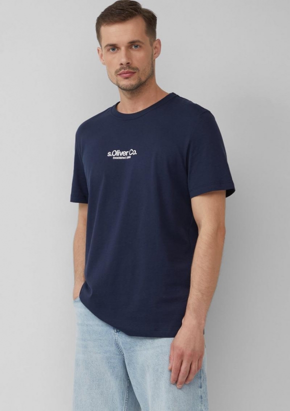 s.Oliver T-Shirt aus Baumwolle mit Logo-Print - tiefblau
