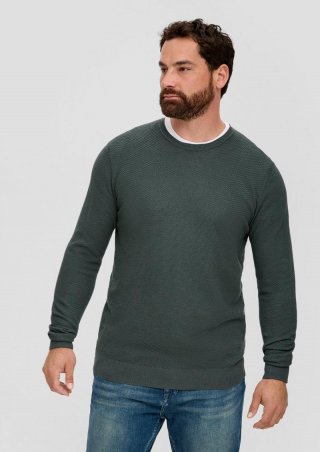 s.Oliver Pullover aus Baumwolle - dunkles salbeigrün