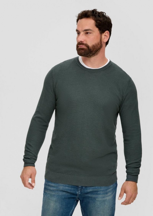 s.Oliver Pullover aus Baumwolle - dunkles salbeigrün