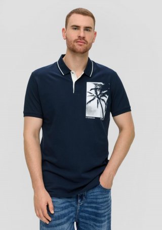 s.Oliver Poloshirt aus Baumwolle mit Frontprint - navy