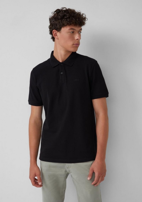 s.Oliver Poloshirt aus Piqué mit Logo im Doppelpack - schwarz