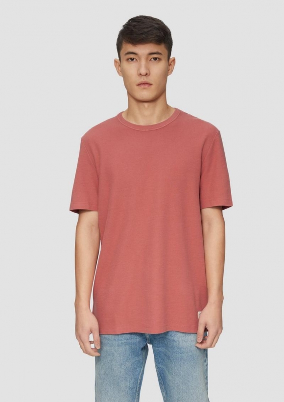 s.Oliver T-Shirt aus Baumwolle mit Waffelstruktur - korallrot