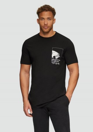 s.Oliver T-Shirt mit Front-Print - schwarz