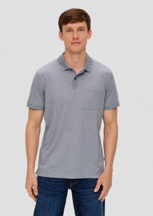 s.Oliver Poloshirt in melierter Optik - grau meliert