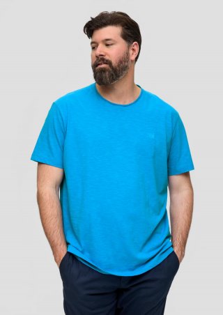 s.Oliver T-Shirt aus Baumwoll-Jersey mit Logo-Print - azurblau