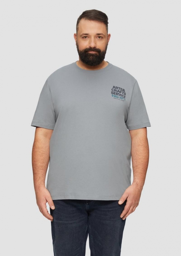 s.Oliver T-Shirt mit Crew Neck und Frontprint - schiefergrau