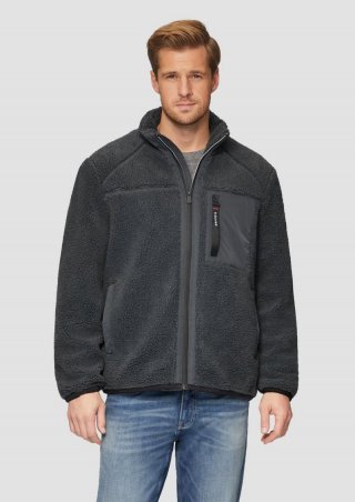 s.Oliver Outdoor-Jacke mit warmem Teddy-Plüsch - schiefergrau