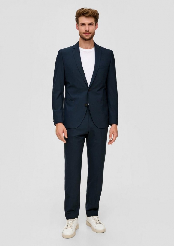 s.Oliver s.O ULTIMATE: Anzughose mit Hahnentritt-Muster - navy