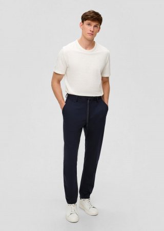 s.Oliver s.O JOGG: Anzughose aus Stretch-Jersey - navy