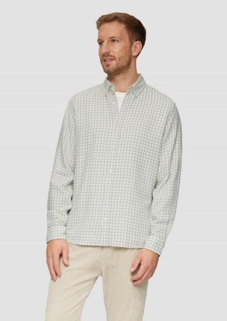 s.Oliver Regular Fit: Strukturiertes Baumwollhemd mit Button-down-Kragen - weiß