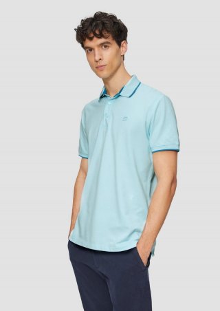 s.Oliver Sportives Piqué-Poloshirt mit Kontrast-Details - ozeangrün