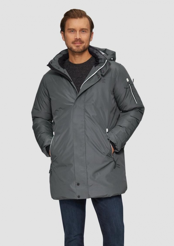 s.Oliver Wasserabweisender wattierter Parka mit Kontrast-Details - schiefergrau