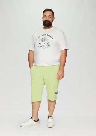s.Oliver Jeans-Shorts / Relaxed Fit / High Rise / Straight Leg / Cargotaschen - limettengrün