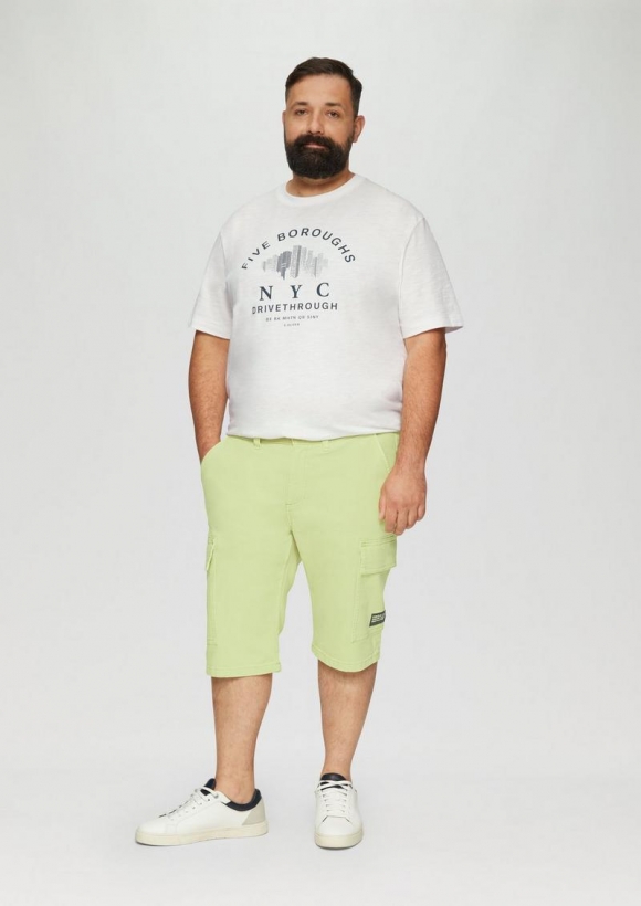 s.Oliver Jeans-Shorts / Relaxed Fit / High Rise / Straight Leg / Cargotaschen - limettengrün