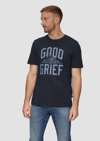 s.Oliver T-Shirt mit Peanuts®-Motiv und Flammgarnstruktur - navy