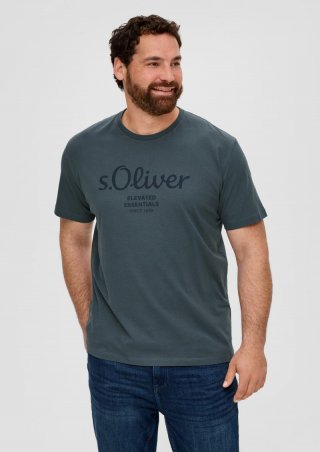 s.Oliver T-Shirt mit Logo-Print - schiefergrau