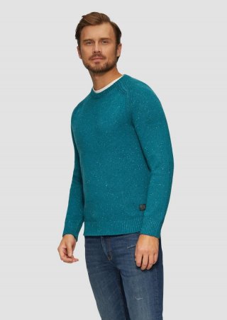 s.Oliver Crew-Neck-Pullover mit Farbeffekt - petrol