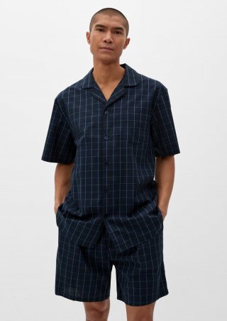 s.Oliver Kurzer Pyjama aus Baumwolle - tiefblau