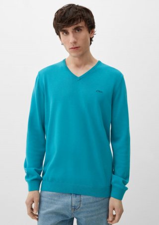 s.Oliver Strickpullover mit V-Ausschnitt - türkis
