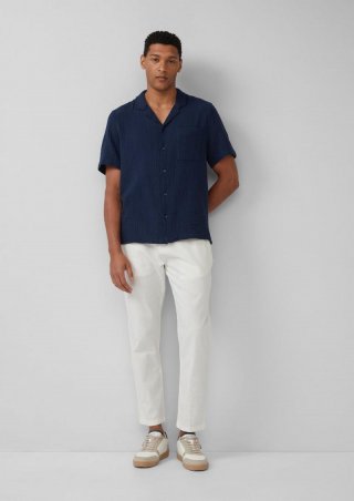 s.Oliver Resort Fit: Luftiges Kurzarmhemd aus Musselin - tiefblau