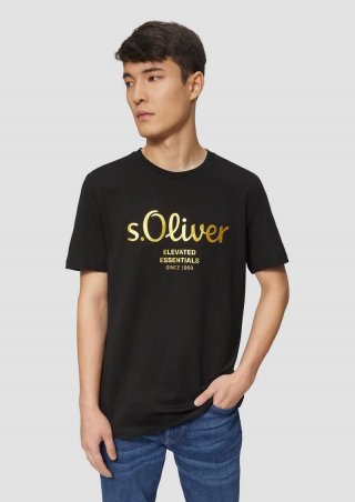 s.Oliver T-Shirt mit Gold- oder Silber-Print - schwarz