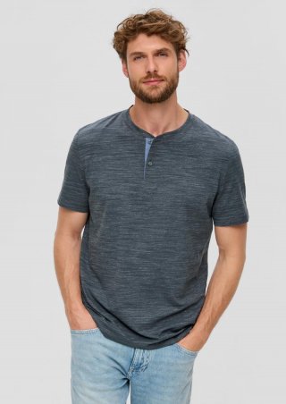 s.Oliver Meliertes T-Shirt mit Henley-Ausschnitt - schiefergrau