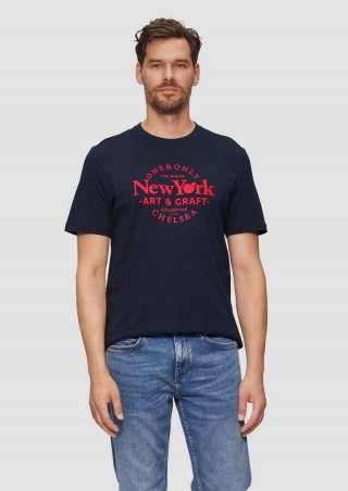 s.Oliver T-Shirt mit Frontprint - navy