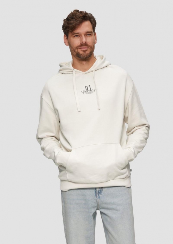 s.Oliver Kapuzen-Sweatshirt mit Frontprint - creme
