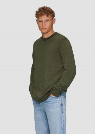 s.Oliver Strickpullover in melierter Optik - olivgrün
